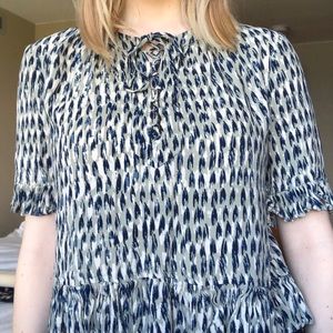 Madewell Blue and Gray Blouse